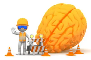Cartoon image of construction work of a brain